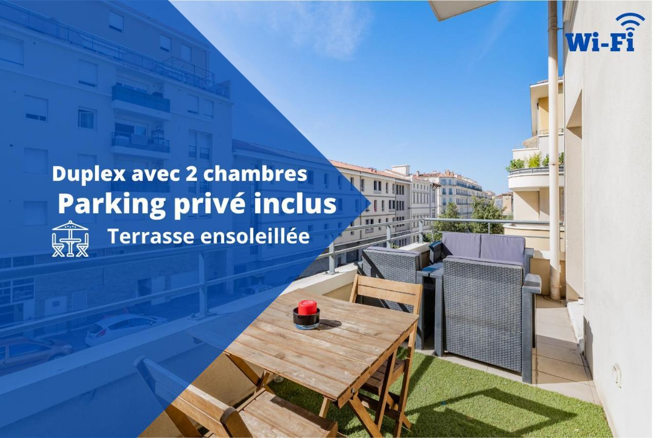 La Joliette; Duplex 2 Chambres, Parking Inclus+ Terrasse+ Ascenseur Marseille Bagian luar foto